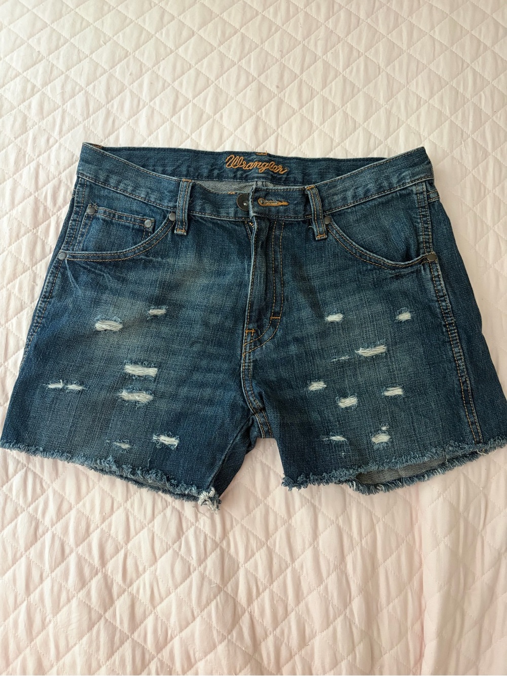 Vintage Wrangler High Rise Distressed 100% Cotton Denim Jean Shorts